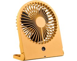 Trio Leuchten - Tafelventilator Breezy - Draadloos - Hoogte 23 cm - Accu oplaadbaar - 3 snelheden - Bureau ventilator - geel
