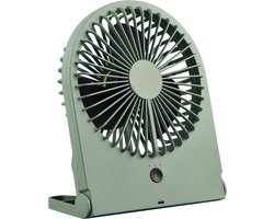 Trio Leuchten - Tafelventilator Breezy - Draadloos - Hoogte 23 cm - Accu oplaadbaar - 3 snelheden - Bureau ventilator - pistache groen