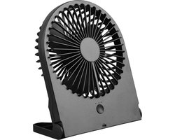 Trio Leuchten - Tafelventilator Breezy - Draadloos - Hoogte 23 cm - Accu oplaadbaar - 3 snelheden - Bureau ventilator - zwart