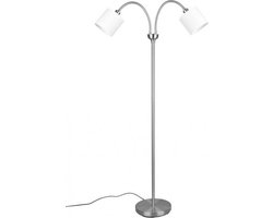 Trio Leuchten Tommy - Vloerlamp 2x E14 - Nikkel Mat - Wit