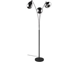 TRIO LUMINA - Vloerlamp - Zwart - ecxl. 3x E14 28W - Voetschakelaar - Verchroomd glas