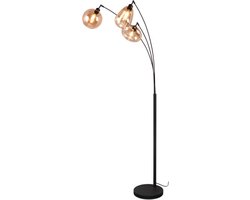 TRIO LUMINA - Vloerlamp - Zwart mat - excl. 3x E14 10W - Amber glas