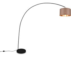 TRIO MANSUR Vloerlamp - Booglamp - Zwart + Taupe kap - H210cm
