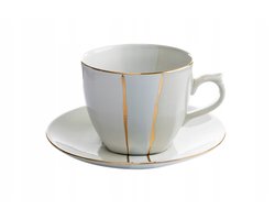 Trio Mieroszów Wit-Grijze Kop & Schotel Set - 200ml