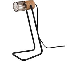 TRIO TOSH - Tafellamp - Zwart mat - excl. 1x E14 15W - Snoerschakelaar - Houten elementen
