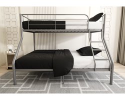 Triobed stapelbed - zilver - 140 x 200 cm incl matrassen 14 cm dik harder ligcomfort
