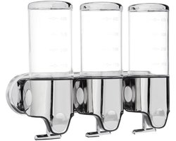 Triple Chambers Wandgemonteerde Douchepomp, Badkamer Zeepdispenser Hand Gel Conditioner, Shampoo Dispenser voor Badkamer, Keuken, Hotel (1500ml)