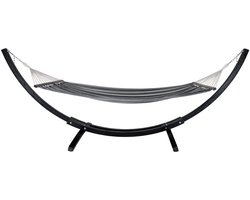 Tripoli Hangmat met Houten Frame – 320x120 cm – Grijs/Zwart – House Nordic