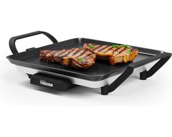 Tristar Grillplaat BP-2666 - Grillplaat S: 28 x 28 cm - Voor binnen en buiten, geschikt voor camping - BPA Free - Gourmet bakplaat voor op tafel - 2 personen - Met regelbare thermostaat - Anti-aanbaklaag - Geschikt voor op camping - Zwart