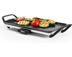 Tristar Grillplaat BP-2667 - Tafelgrill M: 46 x 26 cm - Voor binnen en buiten - BPA Free - Gourmet bakplaat voor op tafel - 4 tot 6 personen - Met regelbare thermostaat - Anti-aanbaklaag - Zwart