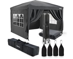Tristar Partytent 3x3m - Inclusief Set van 4 Zandzakken - PT-7802 + PT-7805 - Easy Up - Met Zijwanden - Waterdicht - inclusief Draagtas - Paviljoen - Opvouwbaar - Antraciet