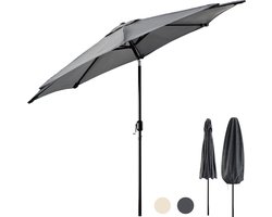 Tristar Stokparasol - 300cm Rond - Tuin & Balkon - Kantelbaar - Incl. Beschermhoes - PA-7903 - Donkergrijs