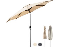Tristar Stokparasol - 300cm Rond - Tuin & Balkon - Verstelbare Hoogte - Kantelbaar - Incl. Beschermhoes - PA-7904 - Beige