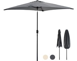 Tristar Stokparasol - Vierkant - 200x200cm - Balkon & Tuin - Verstelbare Hoogte - Kantelbaar - Incl. Beschermhoes - PA-7901 - Donkergrijs