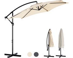 Tristar Zweefparasol - 300cm Rond - Tuin & Balkon - Verstelbare Hoogte - Incl. kruisvoet & Beschermhoes - PA-7906 - Beige