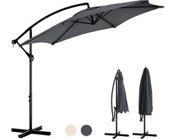 Tristar Zweefparasol - 300cm Rond - Tuin - Waterdicht - Verstelbare Hoogte - Incl. kruisvoet & Beschermhoes - PA-7905 - Antraciet