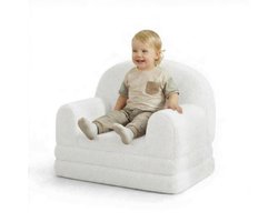 Triumpunpre 2-in-1 Opvouwbare Kindersofa & Lounge Fauteuil - Zachte Teddyfleece Kinderstoel met Verwijderbare Hoes - Semi-Circulair Design - Inklapbare Kinderbank als Loungebank - Roze