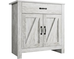 Triumpunpre - Buffetkast Met 1 Lade En 2 Deuren - Dressoir Met 3 Verstelbare Legplanken - Vrijstaande Opbergkast Met Anti‑Tip Beveiliging Voor Keuken - Eetkamer En Entree - 80×40×80cm - Grijs Houtlook