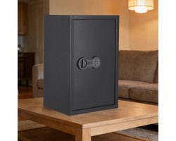 Triumpunpre Kluis - Extra Grote Stalen Brandkast met Cijferslot & Sleutel | Ruime Kastkluis voor Thuis en Kantoor, Geschikt voor Geld, Sieraden, A4-Documenten, Laptops en Waardevolle Spullen - 60 x 38 x 31 cm