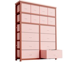 Triumpunpre - Ladekast 16 Lades - met stevig stalen frame - stevige stoffen opbergruimte - opbergmeubel voor slaapkamer en woonkamer - Roze