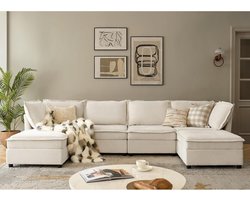 Triumpunpre Modulaire Bank met Armleuning – Zachte Chenille Cloud Sofa Module in Crème Wit – Uitbreidbare Loungebank voor Woonkamer en Zithoek