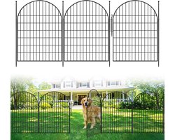 Triumpunpre Set van 10 decoratieve, graafvrije tuinhekpanelen, 101,6 cm hoog x 719,33 cm breed, roestbestendig metaal met poort, dierenbarrière voor tuin, terras of bloembed.