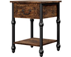 Triumpunpre Sidetable Romeinse Kolom met Lade - 40x40x60cm - Vintage Landelijk Design - Bijzettafel voor Woonkamer Hal Slaapkamer - Retro Bruin