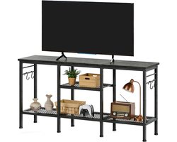 Triumpunpre tv-meubel voor tv tot 55 inch, mediameubel met open legplanken en soundbar plank, kabelmanagement, zwart, voor woonkamer en slaapkamer