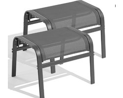 Triumpunpre Voetenbankje voor Buiten - Textiel Voetensteun met Stevig IJzeren Frame voor Tuin, Terras en Balkon - Waterafstotend Ademend Lichtbruin Cognac