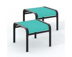 Triumpunpre Voetenbankje voor Buiten - Textiel Voetensteun met Stevig IJzeren Frame voor Tuin, Terras en Zwembad - Waterafstotend Ademend Turquoise Blauwgroen