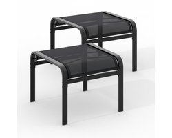Triumpunpre Voetenbankje voor Buiten - Textiel Voetensteun met Stevig Metalen Frame voor Tuin, Terras en Balkon - Waterdicht Ademend Zwart