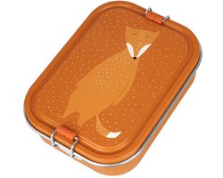 Trixie Brooddoos groot - Mr. Fox - RSV Lunchbox voor kinderen - Makkelijk te openen Broodtrommel - 2 vakken - Oranje