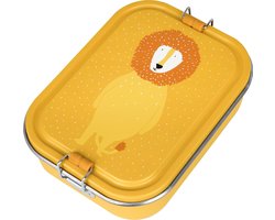 Trixie Brooddoos groot - Mr. Lion - RSV Lunchbox voor kinderen - Makkelijk te openen Broodtrommel - 2 vakken - Geel