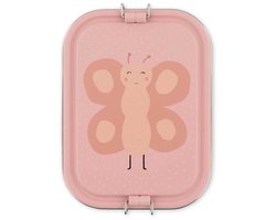 Trixie | Brooddoos Groot - Mrs. Butterfly - RSV Lunchbox voor Kinderen - Makkelijk te openen - Broodtrommel - 2 vakken - Roze
