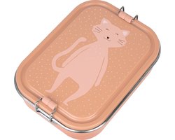 Trixie Brooddoos groot - Mrs. Cat - RSV Lunchbox voor kinderen - Makkelijk te openen Broodtrommel - 2 vakken - Roze