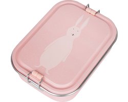 Trixie Brooddoos groot - Mrs. Rabbit - RSV Lunchbox voor kinderen - Makkelijk te openen Broodtrommel - 2 vakken - Groen