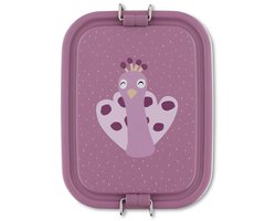 Trixie | Brooddoos klein - Mrs. Peacock - RSV Lunchbox voor kinderen - Makkelijk te openen Broodtrommel  Paars - Pauw
