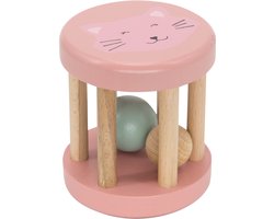 Trixie Houten Rollende Rammelaar - Mrs. Cat - Eerste speelgoed baby - Kraamcadeau - Voor Jongens & Meisjes