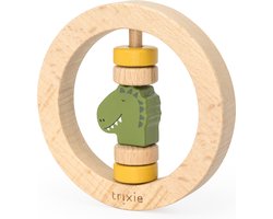 Trixie Houten Ronde Rammelaar - Mr. Dino - Eerste speelgoed baby - Kraamcadeau - Voor Jongens & Meisjes