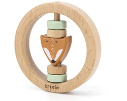 Trixie Houten Ronde Rammelaar - Mr. Fox - Eerste speelgoed baby - Kraamcadeau - Voor Jongens & Meisjes