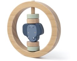 Trixie Houten Ronde Rammelaar - Mrs. Elephant - Eerste speelgoed baby - Kraamcadeau - Voor Jongens & Meisjes