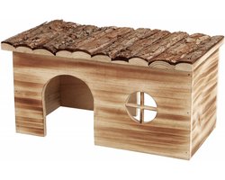 Trixie huis grete 2 uitgangen cavia schorshout gevlamd 35x20x18 cm