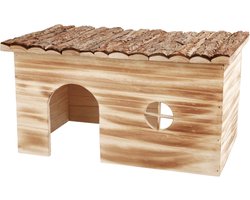 Trixie Huis Grete Konijn - 2 Uitgangen - Schorshout Gevlamd - 45x28x24 cm
