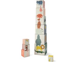 Trixie Stapelblokken toren met dieren figuren - Speelgoed 1 jaar - Babycadeau - Kleurrijk