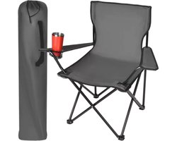 Trizand opvouwbare stoel - grijs - 80 x 47 x 80 cm - visstoel/campingstoel - incl draaghoes