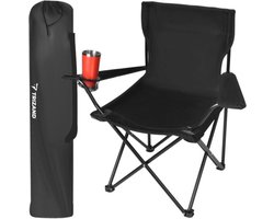 Trizand opvouwbare stoel - zwart - 80 x 47 x 80 cm - visstoel/campingstoel - incl draaghoes