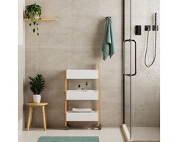 Trolley Varulta bamboe 80x41x20 cm wit [en.casa]