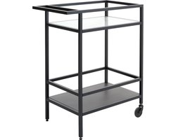 Trolley Zwart - Metaal - 70x42x85cm - Met Wieltjes