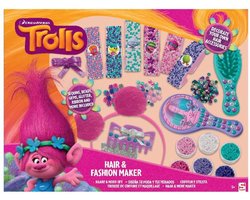 Trolls Haar en Modeset voor Kinderen – 40x30x8cm | Set met Haarborstel Spiegel Haarband en Clip | Knutselpakket Trollz