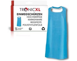 TronicXL 100 stuks wegwerpschorten blauw - plastic schorten 130x76 plastic - keuken - laboratorium - bistro - slagerij - eenmalig schort - hygiëne uitrusting - accessoires werkkleding - short